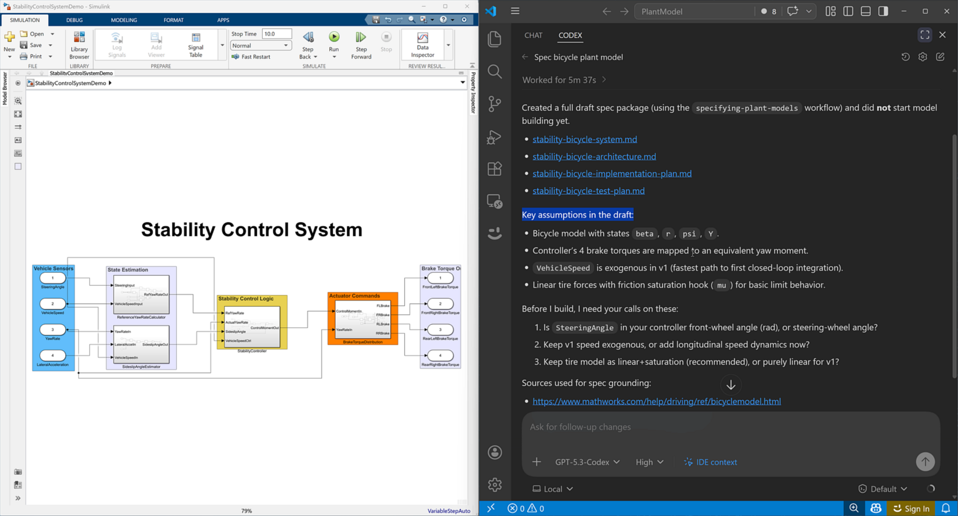Workflow pro návrh modelu stability control systému